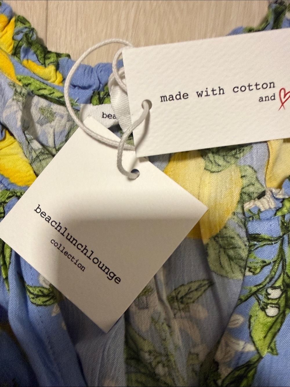 beachlunchlounge Blue Lemon-Print Tiered V-Neck Midi Dress - Picture 4 of 12